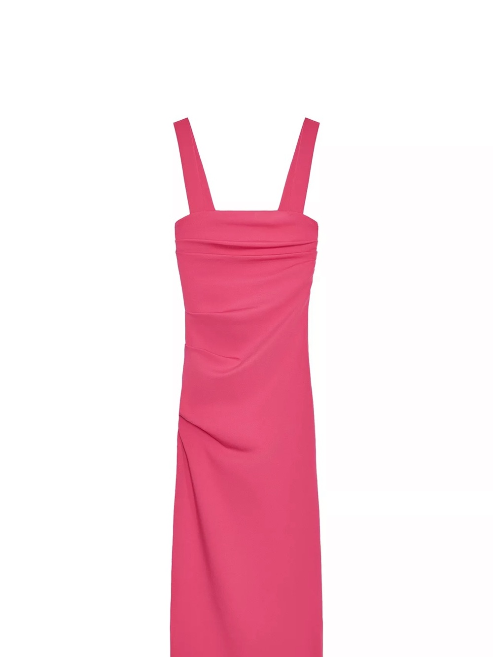 Zara Fuchsia Strapless Midi Dress with Wide Straps